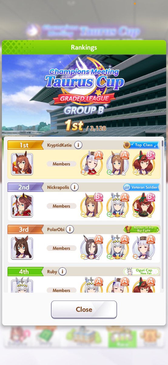 Apparently I’m the best in group B for the Taurus cup, I’m so happy ♥️♥️🥹
#umamusume #tauruscup