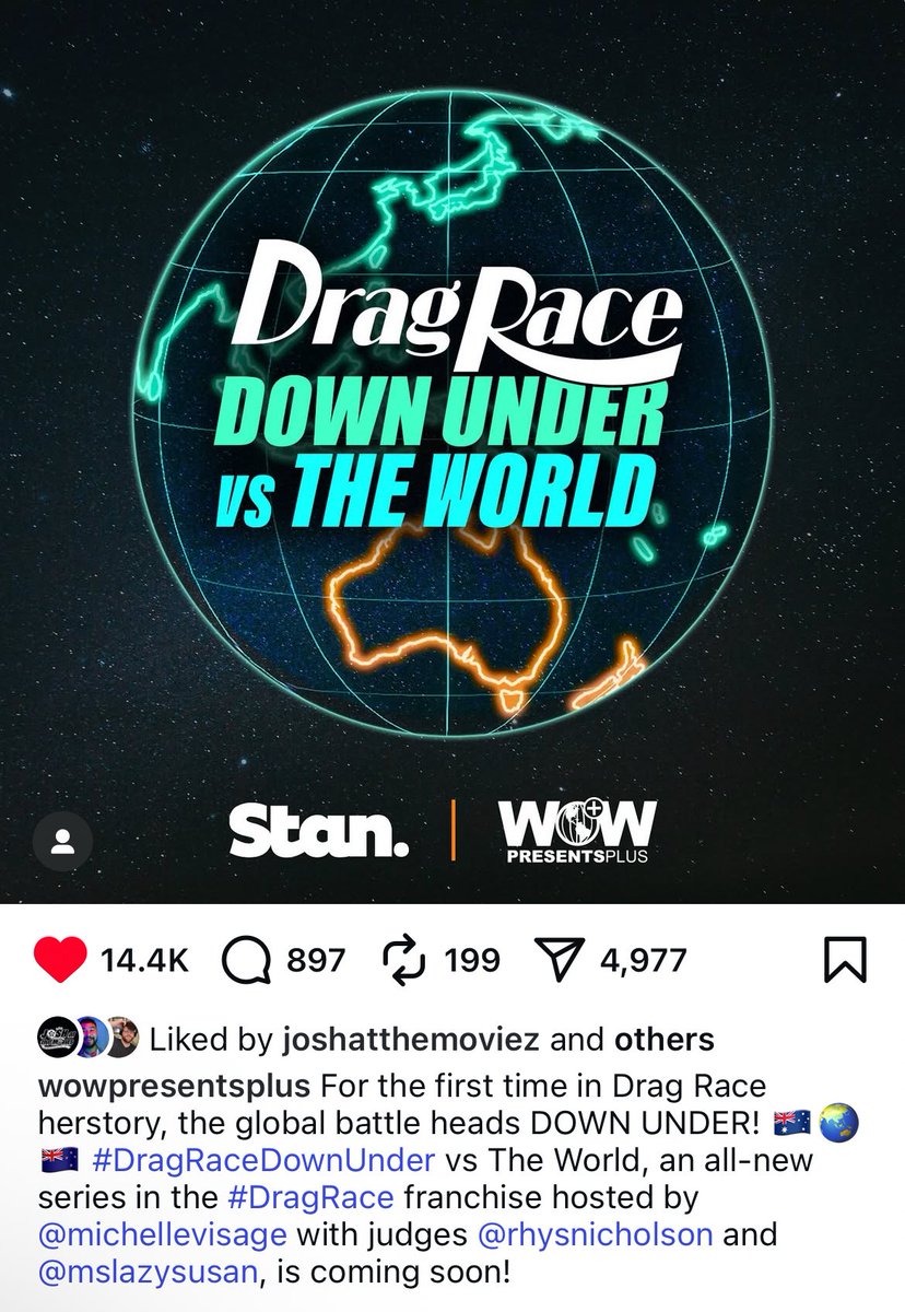 The first VS The World spin-off where all the girls from the home country go home first! 😍😍

Jkjk I love my Aussie and Kiwi queens but we all know it’s no secret WOW funds this spin-off with a $30 budget so it’ll be interesting to see what they turn out…