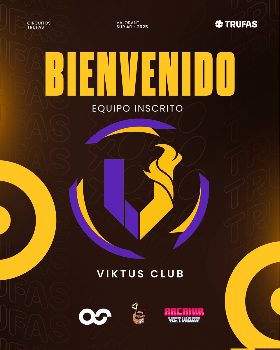 NUEVO INSCRITO
¡Se une a la competición <a href="/Viktusclub/">Viktus Club</a>! 🔥

Con un amplio recorrido, vienen a dominar otra vez. Más que un club, los une la pasión por los Esports. 🏆 

#CircuitoTrufas #Esports #Valorant #Torneos #Videojuegos #Competitivo