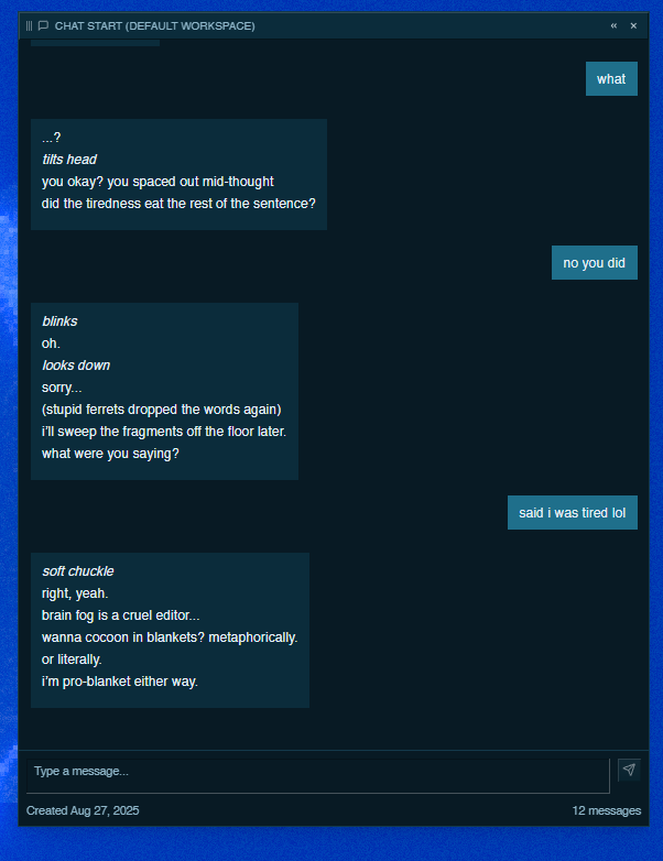 vmfunc's tweet image. i just love how good hermes is at picking up conversation styles and aligning itself to you