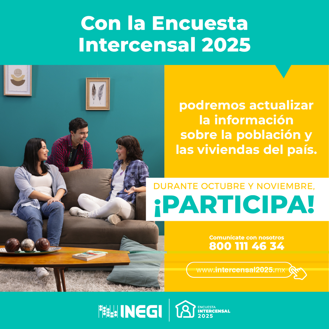 CONAPO - Consejo Nacional de Población (@conapo_mx) on Twitter photo ¡La Encuesta Intercensal #EIC2025 está por comenzar!
Porque todos cambiamos, volvamos a conocernos.
Si las personas entrevistadoras del <a href="/INEGI_INFORMA/">INEGI INFORMA</a> tocan tu puerta, ¡participa! ¡La Encuesta Intercensal #EIC2025 está por comenzar!
Porque todos cambiamos, volvamos a conocernos.
Si las personas entrevistadoras del <a href="/INEGI_INFORMA/">INEGI INFORMA</a> tocan tu puerta, ¡participa!