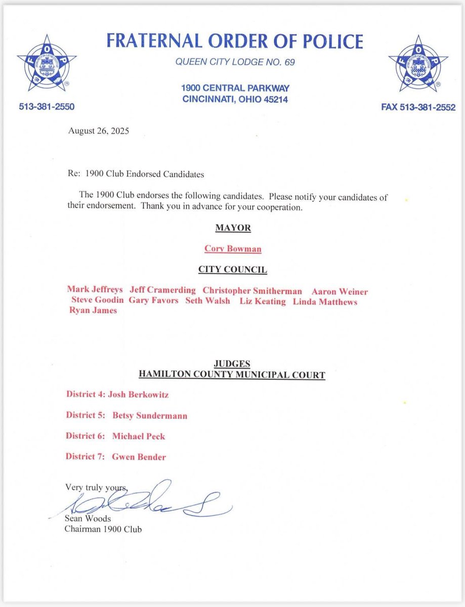 Hamilton County GOP (@hamcogop) on Twitter photo Excited to see our candidates earning the endorsement of the <a href="/fop_69/">FOP Queen City Lodge #69</a>! The men and women who protect us, trust them—and so can we.⚖️
<a href="/votelizkeating/">Liz Keating</a> <a href="/votematthews/">Linda Matthews</a> <a href="/JudgeBerkowitz/">Judge Josh Berkowitz 🇺🇸</a> <a href="/voteSundermann/">Judge Betsy Sundermann</a> Excited to see our candidates earning the endorsement of the <a href="/fop_69/">FOP Queen City Lodge #69</a>! The men and women who protect us, trust them—and so can we.⚖️
<a href="/votelizkeating/">Liz Keating</a> <a href="/votematthews/">Linda Matthews</a> <a href="/JudgeBerkowitz/">Judge Josh Berkowitz 🇺🇸</a> <a href="/voteSundermann/">Judge Betsy Sundermann</a>