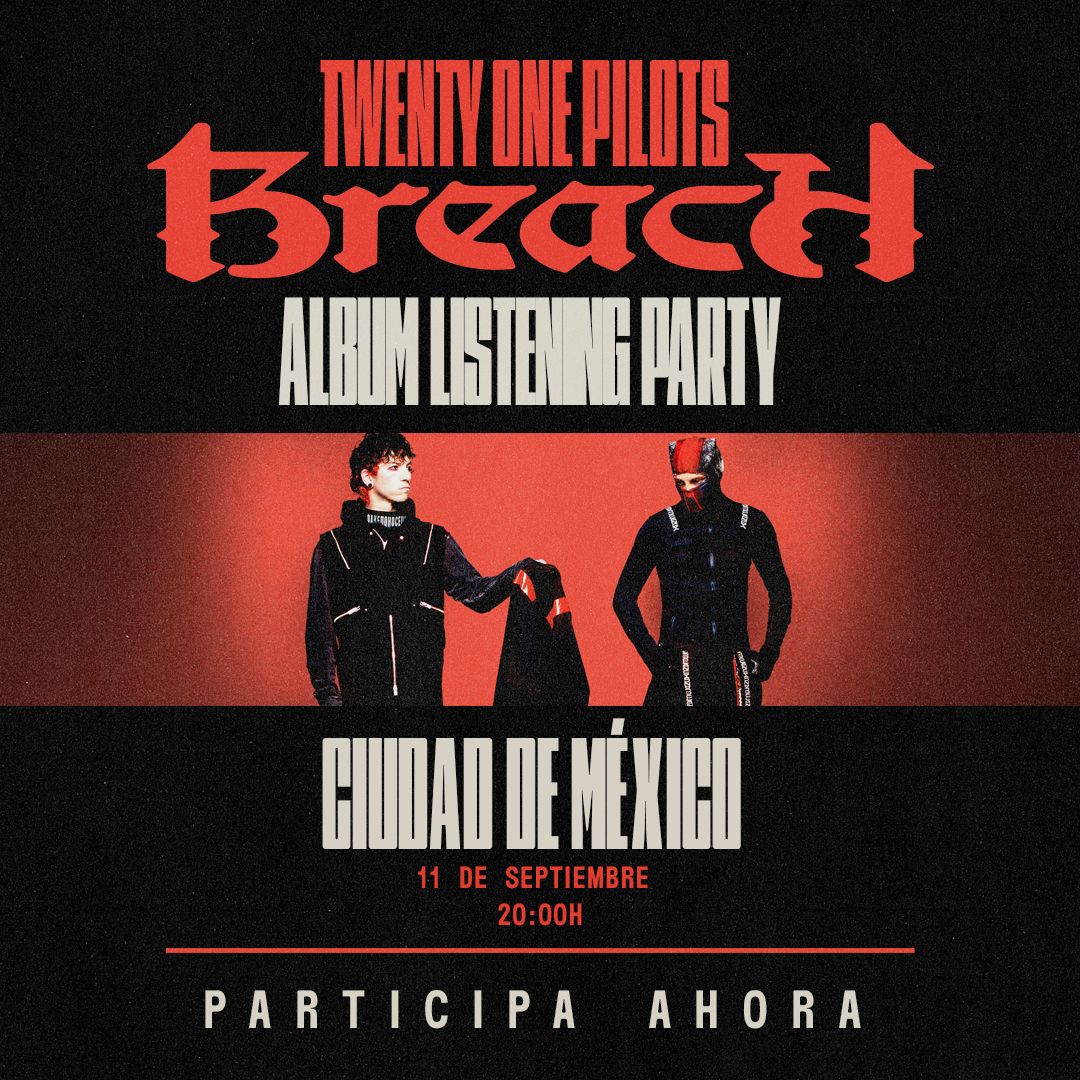 🔥 90 lugares, una experiencia única 🔥
escucha el nuevo álbum de <a href="/twentyonepilots/">twenty one pilots</a> antes que nadie en la pre-escucha oficial en CDMX
participa aquí: wct.live/top-breach-mex…
⚠️ esta dinámica solo es para mayores de edad del área metropolitana ⚠️