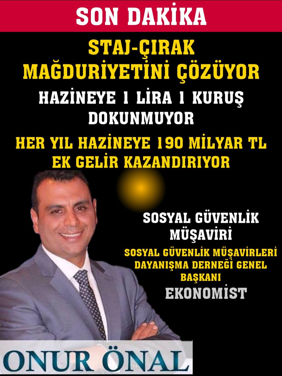 arife (@arife_811) on Twitter photo Uygulanabilirliği 💯🎯💯 olan <a href="/Onuronal_/">Onur Önal</a> çözüm raporu ile hem mağduriyet sonlanacak hemde SGK kasasina heryıl artarak 190 milyar gelir kazandıracak.
34
<a href="/RTErdogan/">Recep Tayyip Erdoğan</a>
<a href="/dbdevletbahceli/">Devlet Bahçeli</a>
<a href="/isikhanvedat/">Prof. Dr. Vedat Işıkhan</a>
3308 Yasası Yüzünden
#ÇıraklıkHayattıAmaKayıtlıDeğil
#StajEmektiEmekYokSayılamaz Uygulanabilirliği 💯🎯💯 olan <a href="/Onuronal_/">Onur Önal</a> çözüm raporu ile hem mağduriyet sonlanacak hemde SGK kasasina heryıl artarak 190 milyar gelir kazandıracak.
34
<a href="/RTErdogan/">Recep Tayyip Erdoğan</a>
<a href="/dbdevletbahceli/">Devlet Bahçeli</a>
<a href="/isikhanvedat/">Prof. Dr. Vedat Işıkhan</a>
3308 Yasası Yüzünden
#ÇıraklıkHayattıAmaKayıtlıDeğil
#StajEmektiEmekYokSayılamaz