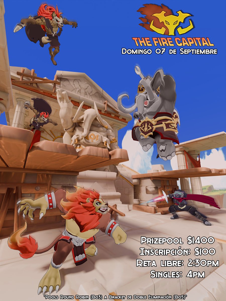 The Fire Capital esta de vuelta con su 5ta edición! 😃
Prizepool de $1400 para el Top 4
Domingo 07 de Septiembre

No hubo chance de hacer trailer otra vez, pero si poster. 
Espero que les guste xd 

Inscripciones en el Link de abajo!👇👇👇👇