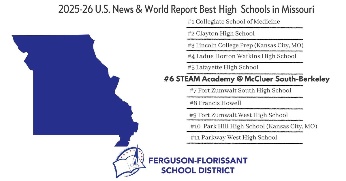 We have BIG news! U.S.News &amp; World Report has named STEAM Academy at McCluer South-Berkeley High School as one of the best high schools in America. They have been ranked among the top high schools in Missouri and the nation on the U.S. News and World Report’s