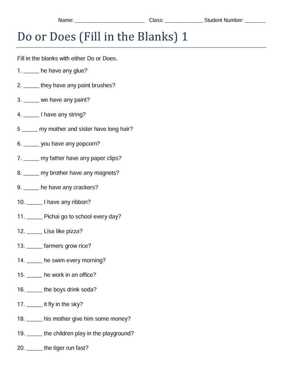 hermionyyye's tweet photo. BAGI2 GRATIS WORKSHEET (PDF) LATIHAN SOAL BAHASA INGGRIS DO OR DOES (Fill in the Blanks) – PT 1‼️ https://t.co/R9M5IgT7mO
