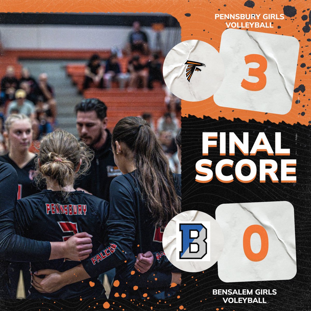 Falcons start of the season with a sweep of Bensalem! Post credit to Ajnur Curevac