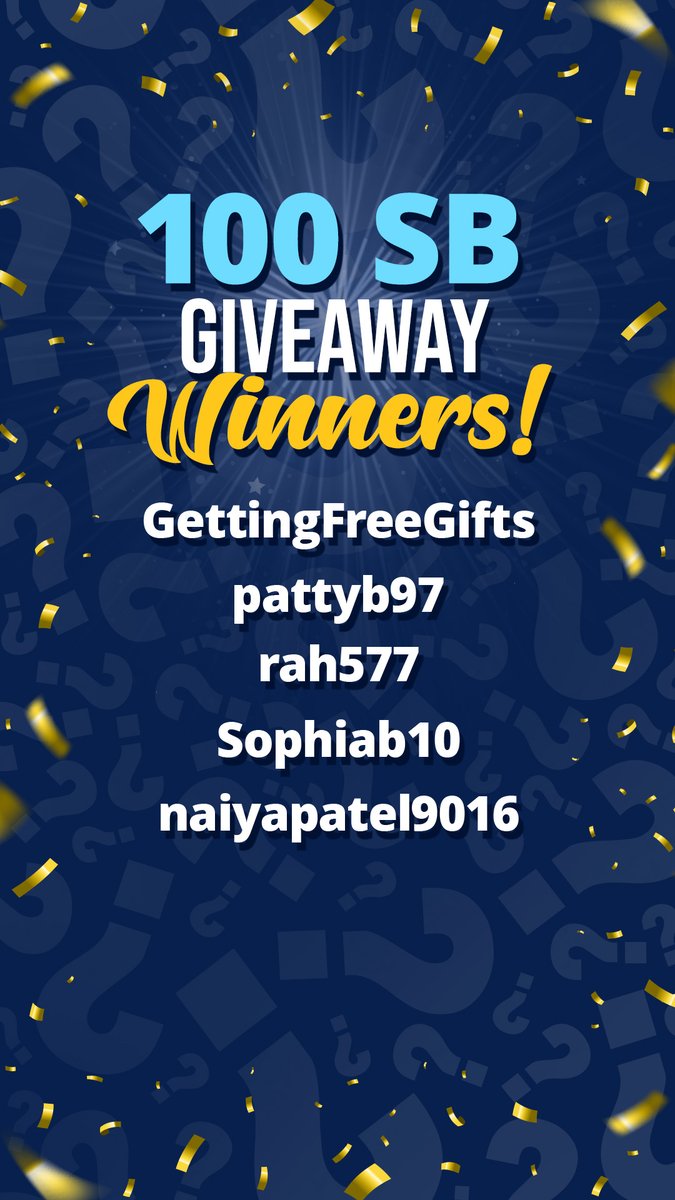 Congratulations to the winners of Monday's Daily Trivia Live 100 SB giveaway!

5 players from today's game were drawn - play Wednesday's TV game to find out if you're one of them and get 3 Free Rejoins for playing...

Don't have the app? Get in the game at swagbucksdailytrivia.com