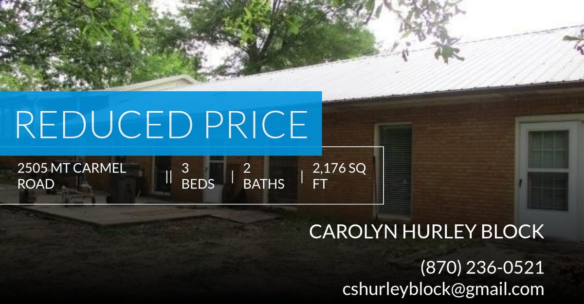 HurleyBlock's tweet image. 📍 Reduced Price 📍 This recently reduced home at 2505 Mt Carmel Road in Paragould won't last long, so, don't wait to set up a showing! Reach out here or at (870) 236-0521 for more information! homeforsale.at/2505_MT_CARMEL…
