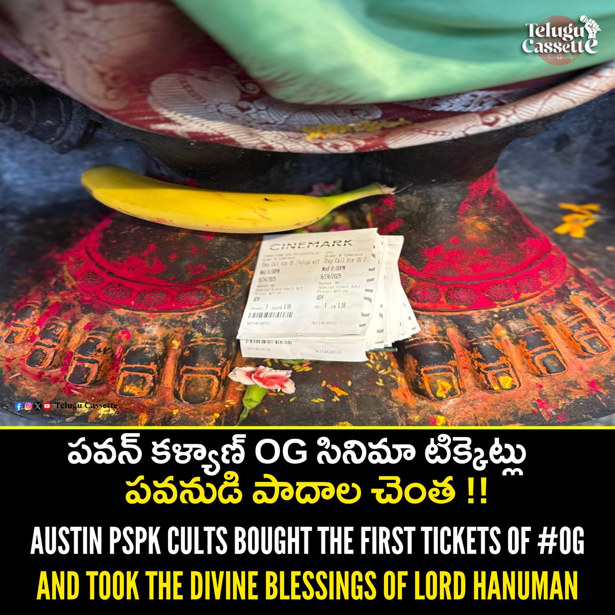 PawanKalyan Cults 🙏

#OG bookings started in #Austin with the divine blessings of Lord Hanuman 

#TheyCallHimOG #SuvviSuvvi