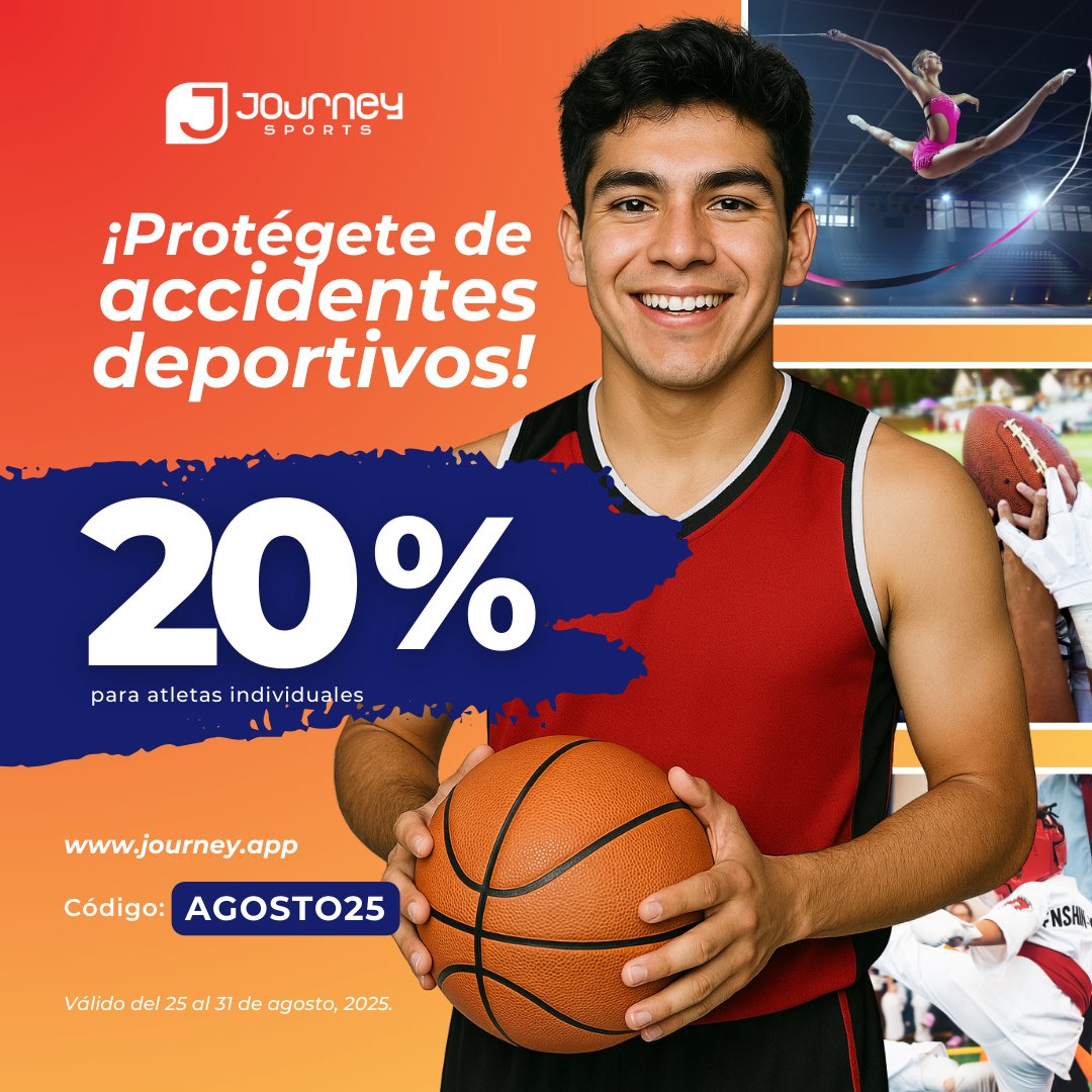 ¿Aún sin seguro de accidentes para tu deporte? ¡Con este descuento podrás entrenar tranquilo!

Válido hasta el 31 de agosto, ¡protégete ya! 
journey.app/?reference=AGO…
