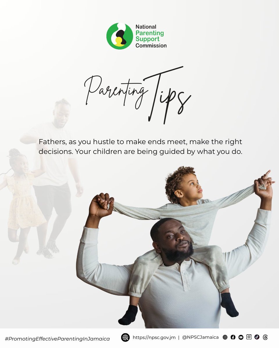 Fathers, your actions today are shaping tomorrow. As you hustle to provide, remember that your children are guided more by what you do than what you say. Lead with wisdom, love and intention.

#NPSC #ParentingTips #FathersMatter #ParentSupport #EffectiveParenting