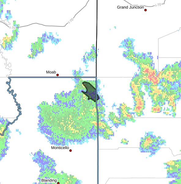 Event extended (time). Flash Flood Warning from 8/26/2025 6:45 PM to 8:00 PM MDT for San Juan County, UT. inws.ncep.noaa.gov/a/a.php?i=1193… <a href="/weathercaster/">Dan Pope</a>  #utwx #cowx