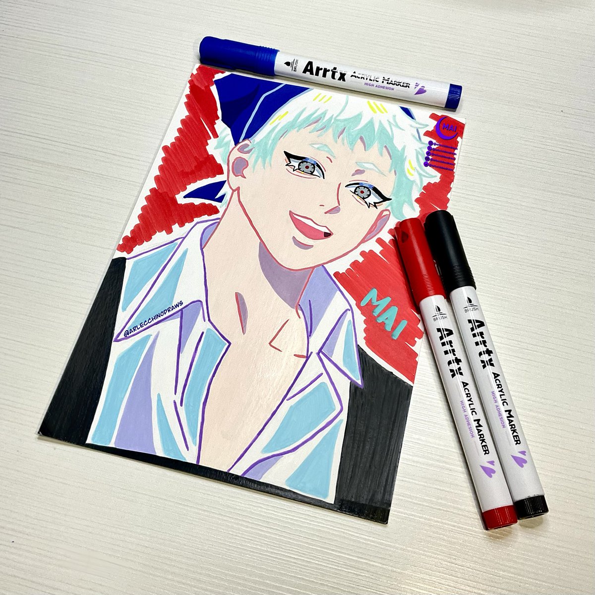 Hikaru with another new set from <a href="/ArrtxArt/">Arrtx</a> acrylic markers 💙❤️ 

Rt + like
Always will help✨💜

#artmoots
#HikarugaShindaNatsu   
#光が死んだ夏
#grARffiti