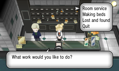 In Lumiose City's North Boulevard's Hotel Richissime, you're actually able to request for a Job as either Room Service, Lost &amp; Found or Make Beds for people. 

This has been the only time where the Pokémon protagonist has ever worked, and  you do in fact get paid for doing these.