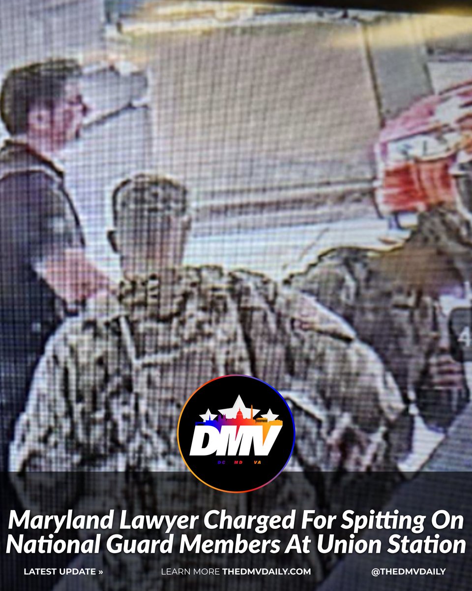 TheDMVDaily's tweet photo. Maryland attorney Scott J. Pichon, 33, has been charged with felony assault for allegedly spitting on two South Carolina National Guardsmen outside Union Station in D.C. One was hit in the face, the other on the neck.

Pichon, licensed to practice law since 2019, was arrested Tuesday and released on his own recognizance. He is scheduled to return to court September 16 unless indicted beforehand. The incident comes amid President Trump’s federal policing surge in the District.