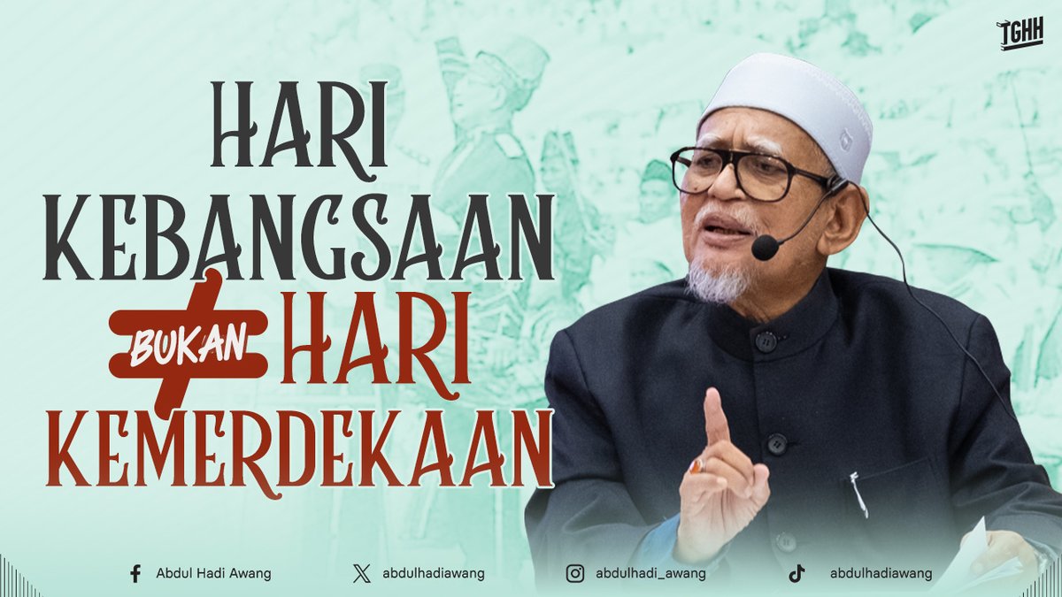 abdulhadiawang's tweet photo. Minda Presiden PAS

HARI KEBANGSAAN BUKAN HARI KEMERDEKAAN

Tanah air kita telah dijajah selama beberapa abad, bermula dengan Melaka yang dijajah Portugis, diikuti oleh Belanda dan Inggeris, sehingga mematikan kerajaan Islam. Para pendakwah datang bagi membebaskan bangsa kita daripada memperhambakan diri kepada sesama manusia yang menerapkan undang-undang dan peraturan ciptaan pihak berkuasa yang memperhambakan rakyat mengikut hawa nafsu mereka.

Islam hadir dengan konsep memperhambakan diri kepada Allah sahaja. Manusia hanya diberikan kebebasan mengikut kemampuan akal mereka yang dapat mengawal nafsu, di samping mengurus urusan dunia yang berkebajikan demi membawa kebaikan dunia dan berwawasan akhirat yang kekal abadi.

Islam ialah kemerdekaan manusia yang bebas mengikut sempadan sifat fitrah kejadiannya oleh Allah Yang Maha Mengetahui, Maha Penyayang, Maha Bijaksana, dan Maha Adil kepada seluruh makhluk-Nya. Apabila manusia keluar daripada sempadan Allah, mereka pasti terbabas dan merosakkan diri sendiri. 

Apabila memperhambakan diri kepada sesama makhluk yang bersifat lemah, akibatnya akan merosakkan diri kerana keluar daripada sempadan naluri (fitrah) yang ditetapkan oleh Penciptanya disebabkan terbabas, bukannya bebas. Hal ini laksana binatang yang dikuasai nafsu dan diheret ke mana-mana sahaja serta boleh dijual beli.

Islam yang dibawa ke Alam Melayu telah berjaya membebaskan rakyat daripada kesesatan memperhambakan diri kepada yang lain daripada Allah, termasuk kepada sesama manusia yang memerintah dan mentadbir urusan manusia yang diabdikan seperti hamba kepada Tuhan.

Baca selanjutnya:

https://t.co/IYrjZUVJ6g