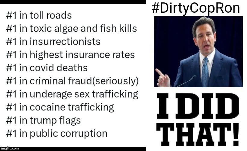 The Big Red Lie (@thebigredlie) on Twitter photo <a href="/RonFilipkowski/">Ron Filipkowski</a> All I can say is, this is a lie of a story (or) that Bro did not know what the Fk he was talking about
<a href="/GovRonDeSantis/">Ron DeSantis</a> is a corrupt joke, a little tantrum of hate, a beta, a tool for the @gop whose time is over
He is washed, irrelevant
He has obliterated Florida in his two <a href="/RonFilipkowski/">Ron Filipkowski</a> All I can say is, this is a lie of a story (or) that Bro did not know what the Fk he was talking about
<a href="/GovRonDeSantis/">Ron DeSantis</a> is a corrupt joke, a little tantrum of hate, a beta, a tool for the @gop whose time is over
He is washed, irrelevant
He has obliterated Florida in his two