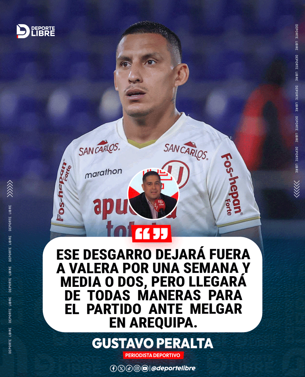 Gustavo Peralta informó que Alex Valera quedó desafectado de la selección, pero en Universitario ya trabajan para recuperarlo cuanto antes. El '9' se ausentará dos semanas y estaría listo para enfrentar a Melgar en la fecha 8 del Clausura.

#AlexValera #Universitario #Liga1Perú