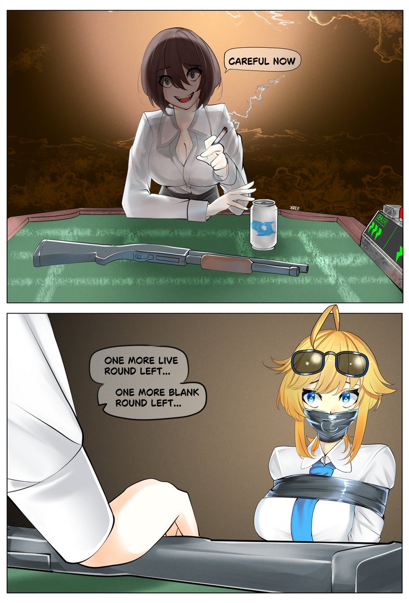 Up for a game of buckshot roulette for 10 grand?

The dealer from Buckshot Roulette
York (Blonde) belongs to <a href="/GazTaz18/">GazTaz</a>