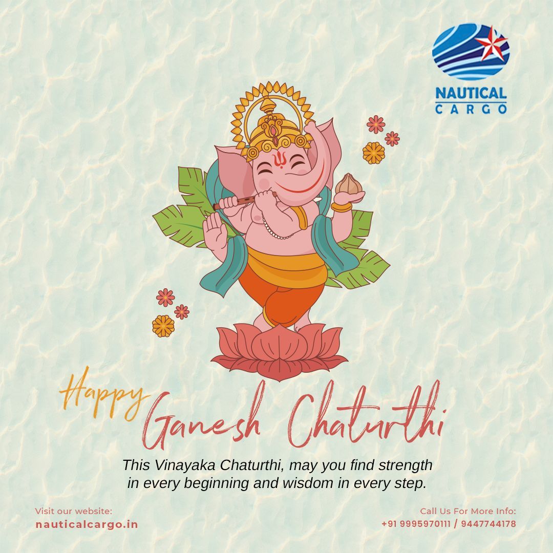 This Vinayaka Chaturthi, may you find strength in every beginning and wisdom in every step. 

Happy Ganesh Chaturthi
.
.
.
#GaneshChaturthi #GanpatiBappaMorya #FestiveVibes #GaneshUtsav #DivineBlessings #CelebratingTradition #JoyfulBeginnings #SpiritualVibes #nauticalcargo