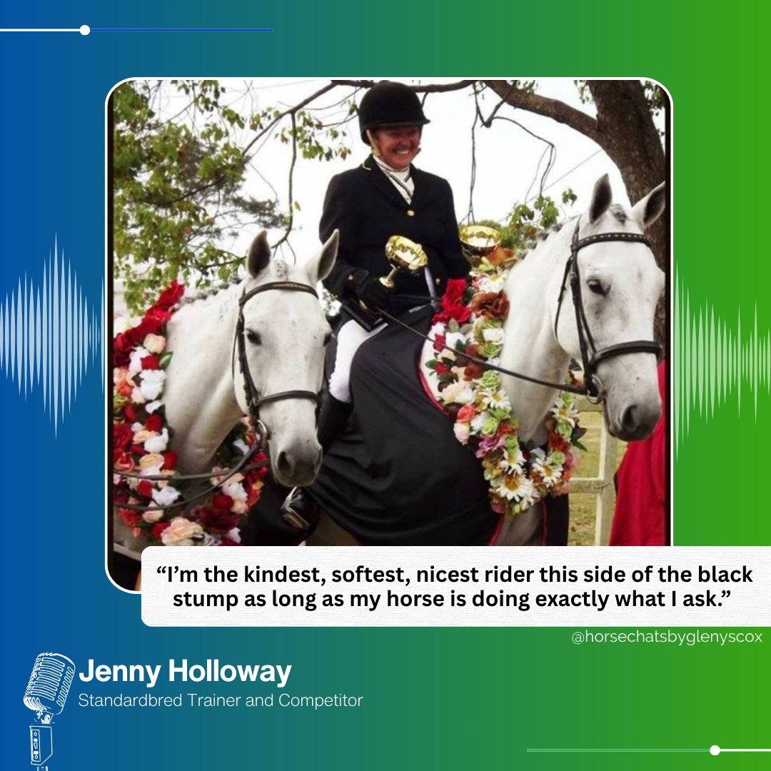 “I’m the kindest rider… as long as my horse does what I ask.”

Jenny Holloway shares how she’s proving Standardbreds can shine beyond the track—like her horse Phoenix Flight, the first in QLD to compete at Elementary Dressage.

🎧 Listen: horsechats.com/jennyholloway/