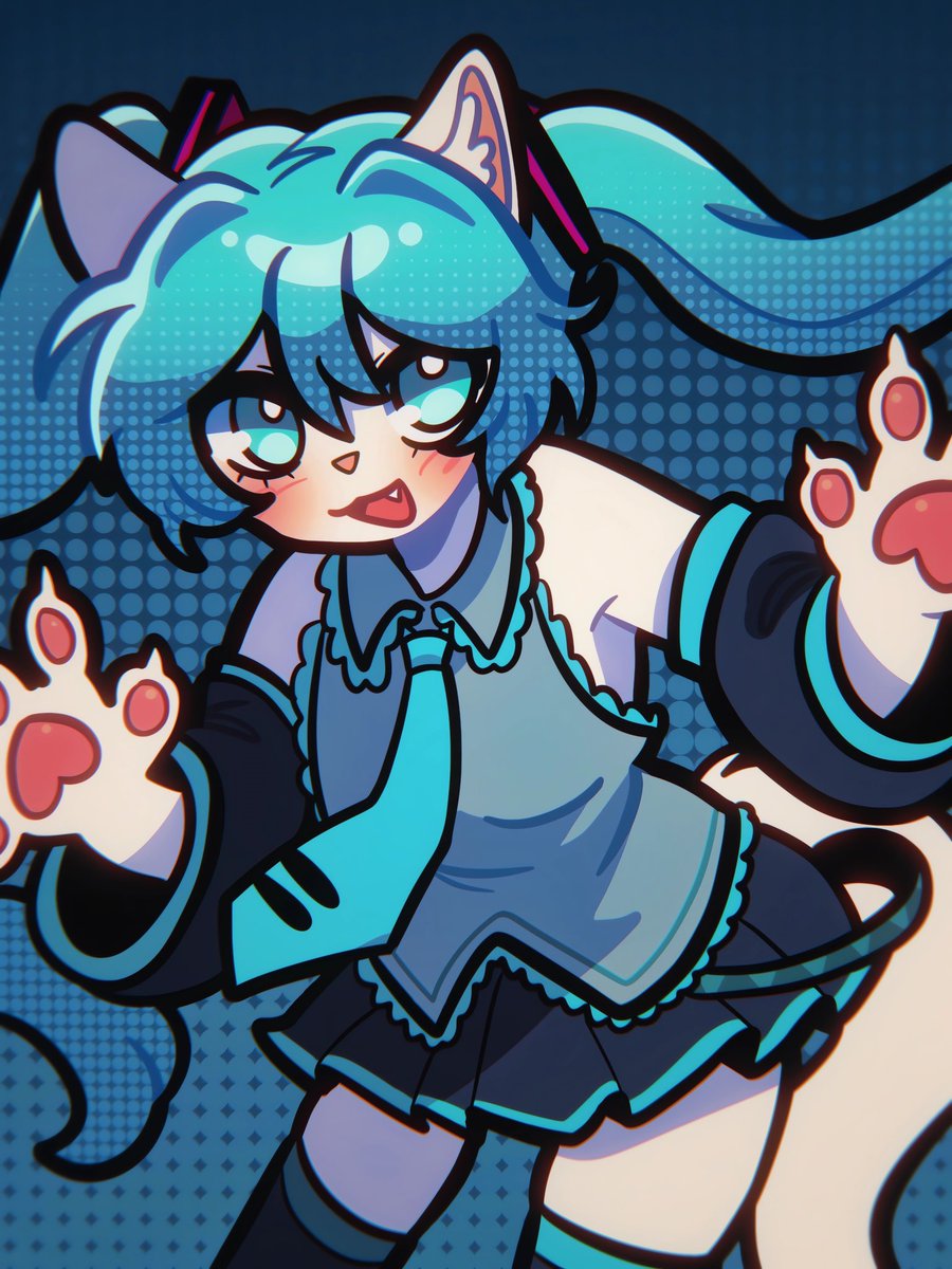 evilhal0's tweet image. Meow🐱💙🎤
///
#HatsuneMiku #vocaloid #mikufanart