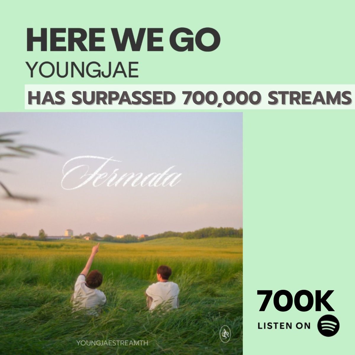 [Spotify] Update
🗓️[27.8.2025]

🥳𝑯𝑬𝑹𝑬 𝑾𝑬 𝑮𝑶  𝐛𝐲 𝐘𝑶𝑼𝑵𝑮𝑱𝑨𝑬  𝐡𝐚𝐬 𝐬𝐮𝐫𝐩𝐚𝐬𝐬𝐞𝐝 𝟕𝟎𝟎,𝟎𝟎𝟎  𝐬𝐭𝐫𝐞𝐚𝐦𝐬 𝐨𝐧 𝐒𝐩𝐨𝐭𝐢𝐟𝐲.

𝐋𝐢𝐬𝐭𝐞𝐧 𝐡𝐞𝐫𝐞
🎧 open.spotify.com/track/3FCtooym…

 #영재 #𝐘𝐎𝐔𝐍𝐆𝐉𝐀𝐄 #HEREWEGO    
#YOUNGJAE_HEREWEGO 
<a href="/ChoiArs_YJ/">YOUNGJAE</a>