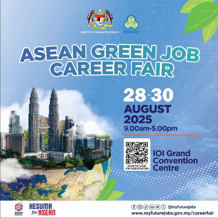 bernamadotcom's tweet photo. ASEAN Green Jobs Forum 2025 In Putrajaya From Aug 27-28 

https://t.co/skvHNgVv11 

#BernamaNews https://t.co/AVBjW8fHgK