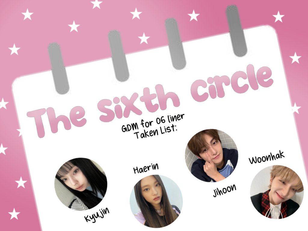 Reposts are highly appreciated.

Hello! We’re currently looking for ’06 liners to complete the list! 🌟 The taken list is in the pic. If you're interested to join, just reply with your muse’s name and date of birth. (Ex: Haerin, May 15th 2006). See you! ♥︎ (check alt too, ok?)