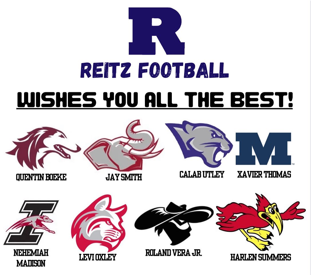 Best of luck to our former Panthers!
🐾🏈

Quentin Boeke - Southern Illinois
Jay Smith - Rose-Hulman
Calab Utley - Kentucky Wesleyan
Xavier Thomas - Milliken
Nehemiah Madison - UIndy
Levi Oxley - Indiana Wesleyan
Harlan Summers - Coffeyville
Roland Vera Jr. - CCC SouthWest
