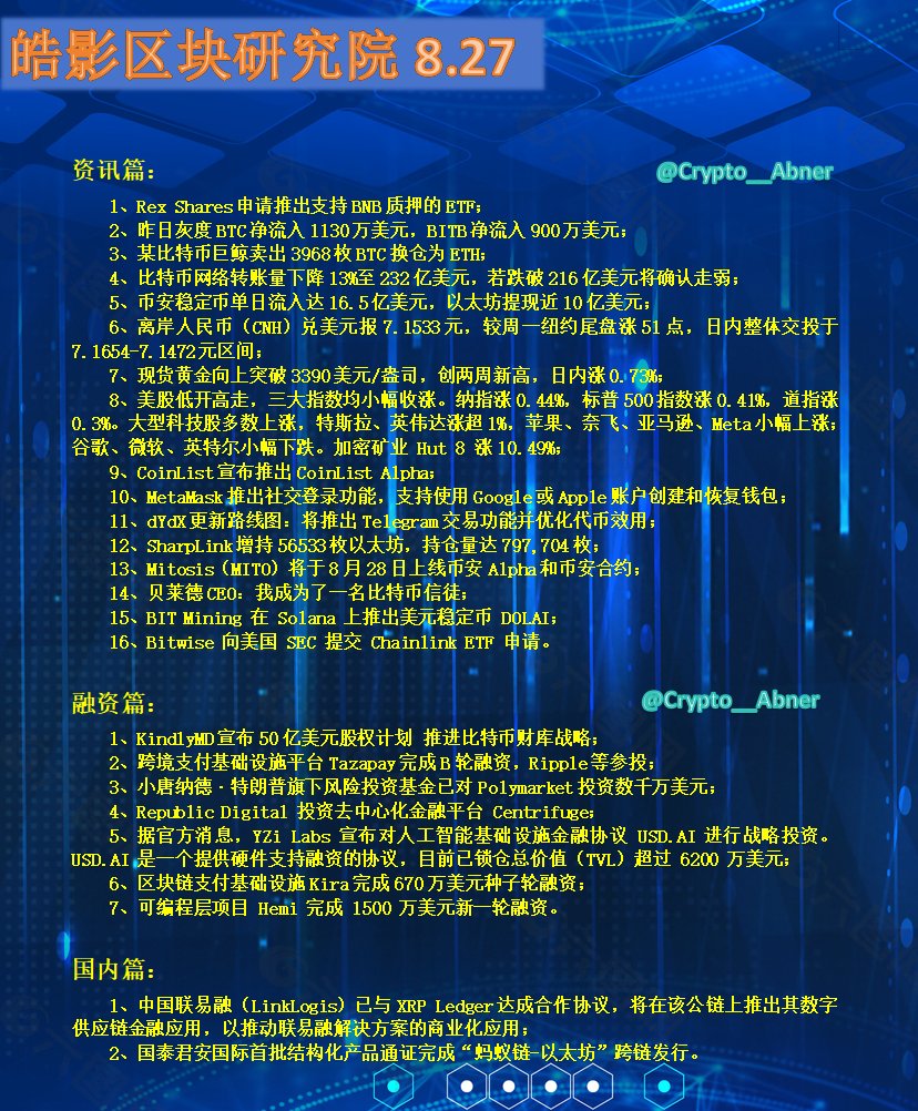 #今日资讯8.27

    #Coinlist 老牌造富平台要整 打新Alpha，这个关注下，看看有没有什么大金出来，毕竟曾经投研出很多大金，老板们都是包网吧顾大学生打新的。

    BN-Alpha中的Bosster活动