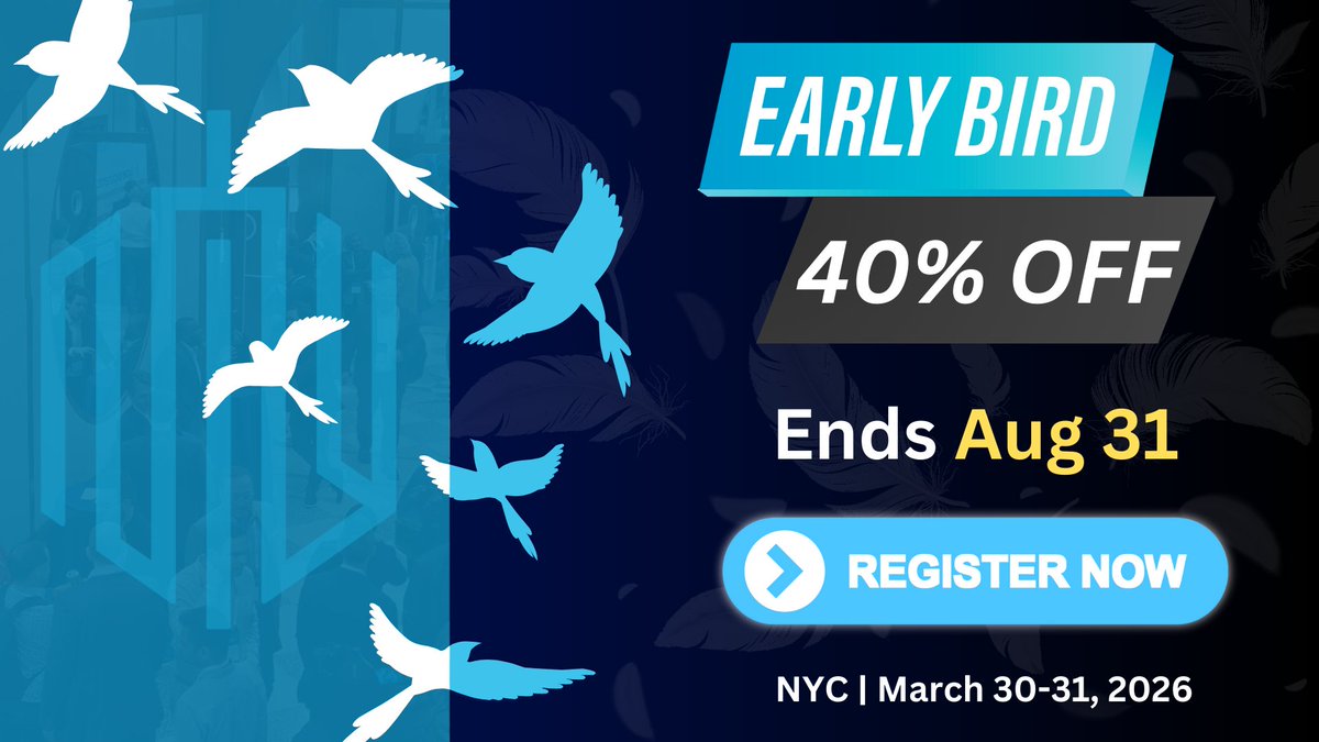InsurTechNY's tweet photo. Just a few days left!

Lock in your 40% Super Early Bird discount for the InsurTech 2026 Spring Conference before August 31st. 

📅 March 30–31, 2026
📍 Pier 60, Chelsea Piers, NYC
🔗 https://t.co/JIrIjWBovl

#InsurTech #InsurtechSpring #SpringConference2026 #insurance #event https://t.co/13YchGWBzk
