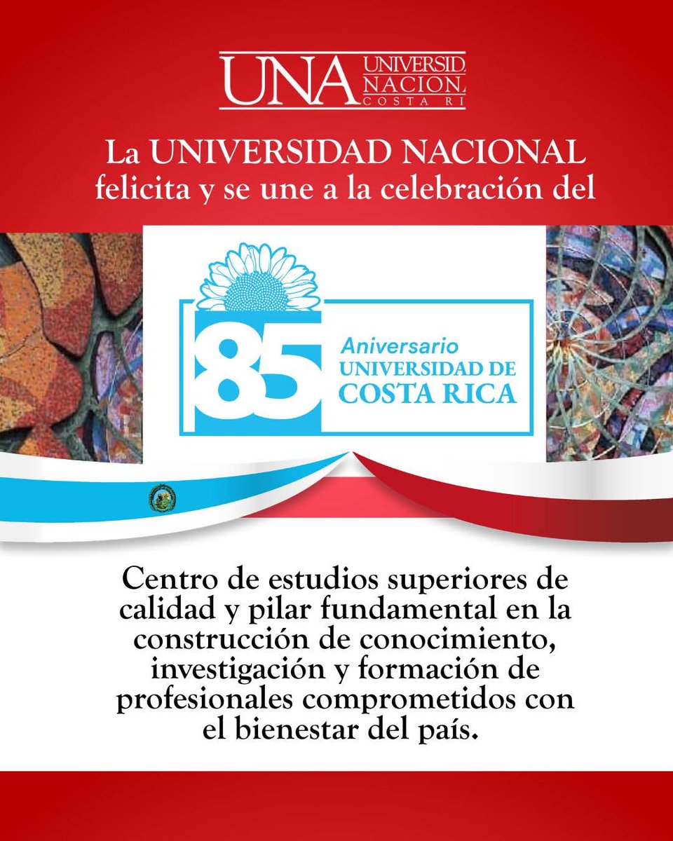 ✅Hoy celebramos a la Universidad de Costa Rica en su 85º aniversario.
Desde 1940, “Lucem aspicio” —hacia la luz— es más que un lema: ha guiado a una universidad pública de excelencia, reconocida dentro y fuera del país por iluminar el camino del conocimiento, la ciencia, la