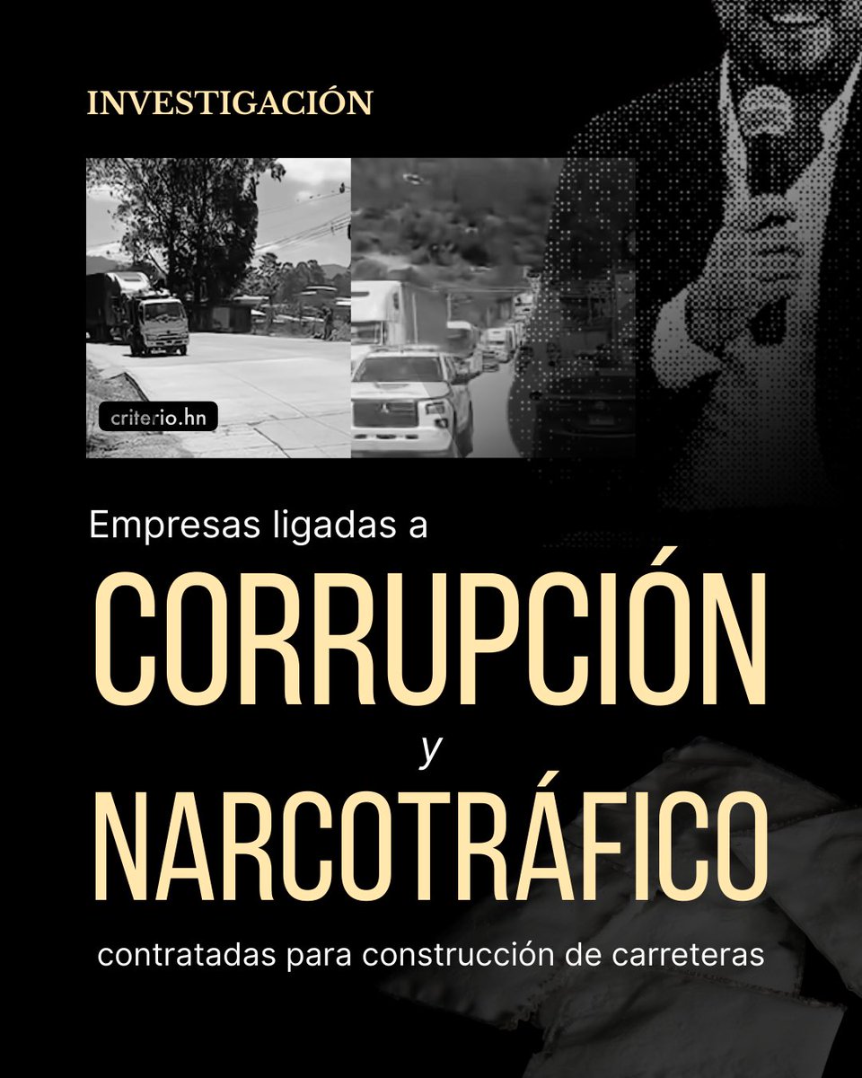 🚧 Empresas salpicadas por corrupción y narcotráfico, contratadas para construcción de carreteras

Aquí la investigación 🗣️📌👇🏻
criterio.hn/empresas-salpi…

<a href="/OctaJPP/">Octavio Pineda Paredes</a> <a href="/SITHonduras/">Secretaría de Infraestructura y Transporte</a> 

Dos de las empresas favorecidas con contratos fueron mencionadas en el caso “Narcopolítica” por la