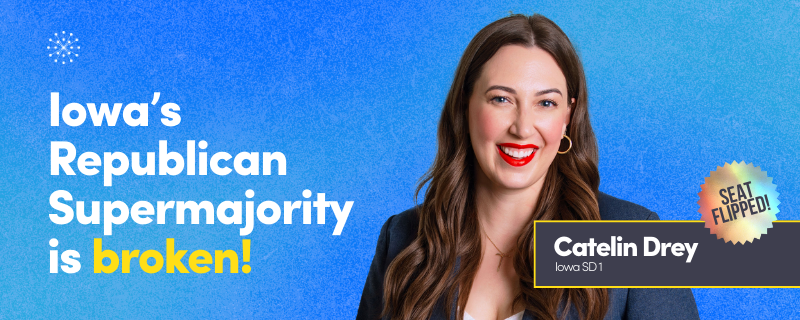 States_Win's tweet photo. Breaking: Democrats just ended the Republican supermajority in the Iowa Senate! 🎉

Catelin Drey’s election FLIPPED one of the state’s most conservative districts, a district Trump carried by more than 11 points just months ago. https://t.co/fuitZ3KwwM