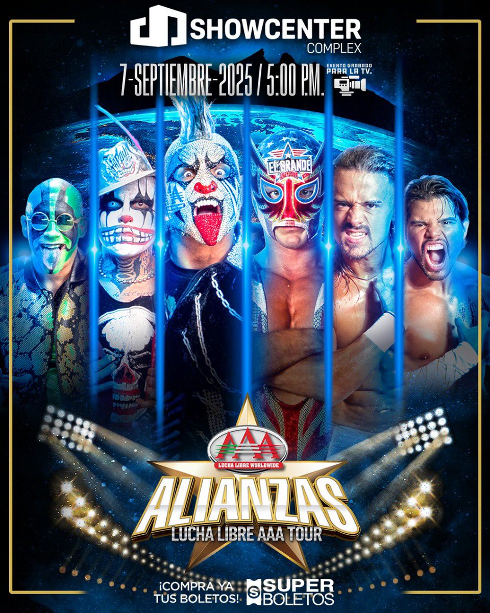 Marisela Peña (@mpenaaaa) on Twitter photo .<a href="/luchalibreaaa/">Lucha Libre AAA Worldwide</a> regresa a Showcenter Complex con la gira #AlianzasAAA
Evento grabado para TV 👏
Boletos disponibles en Superboletos y en taquillas de Fashion Drive. .<a href="/luchalibreaaa/">Lucha Libre AAA Worldwide</a> regresa a Showcenter Complex con la gira #AlianzasAAA
Evento grabado para TV 👏
Boletos disponibles en Superboletos y en taquillas de Fashion Drive.