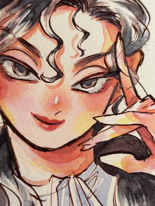 水彩練習で描いてるレディおきゃわ