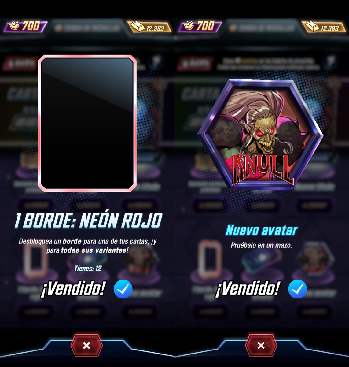 Ya tengo todas las recompensas de la tienda de Conquista de este mes y pude obtener a Knull ink con krackle rojo. 👽

#MarvelSnap