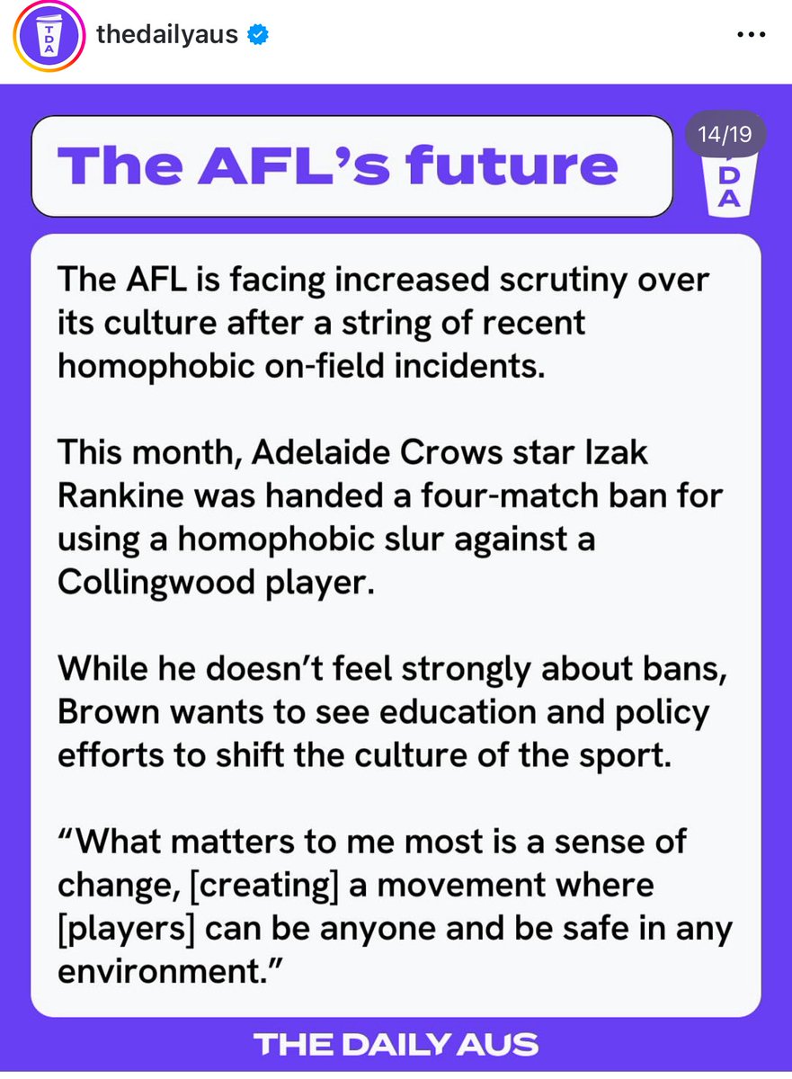 Very brave from former West Coast Eagles player Mitch Brown. This will hopefully help &amp; inspire many bi-sexual and gay athletes. 👏 💪 Mitch! Article here - thedailyaus.com.au/sport/first-op…