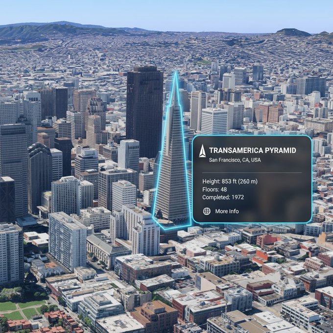旧金山航拍图1：显示Transamerica金字塔、旧金山渡轮大厦和艺术宫等地标建筑