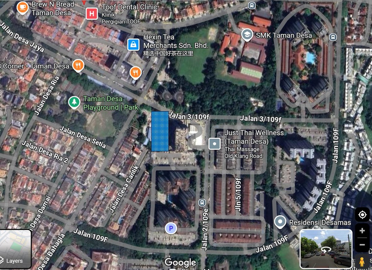 This is the location of the land - opposite Taman Desa Secondary school and also a playground.

Just RM1.91mil when bought from govt last year.