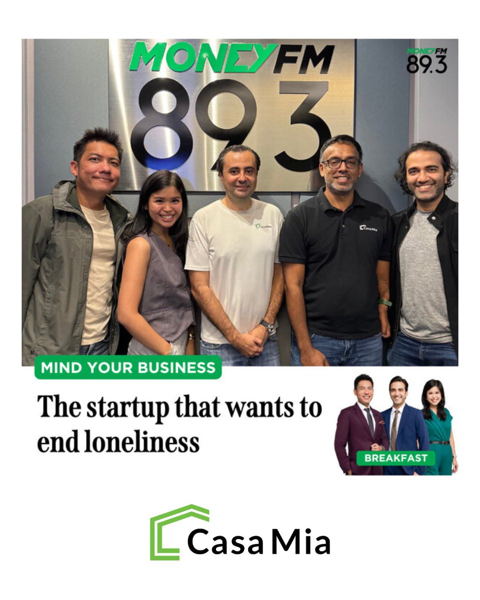 Why is a coliving company talking about loneliness?

Because we believe housing is more than walls—it’s about community.

Listen to Casa Mia founders @ Money FM 89.3 on how we’re rethinking home in Singapore: omny.fm/shows/moneyfm-…

#CasaMiaColiving #Coliving #Singapore #MoneyFM