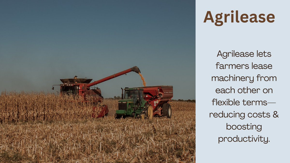 No need to buy expensive farm machinery!
Agrilease connects farmers so they can lease &amp; share equipment affordably. The platform also connects skilled &amp; unskilled agricultural workers (Veterinarians, farm hands &amp; domestic workers) with farmers seeking their services #SmartFarming