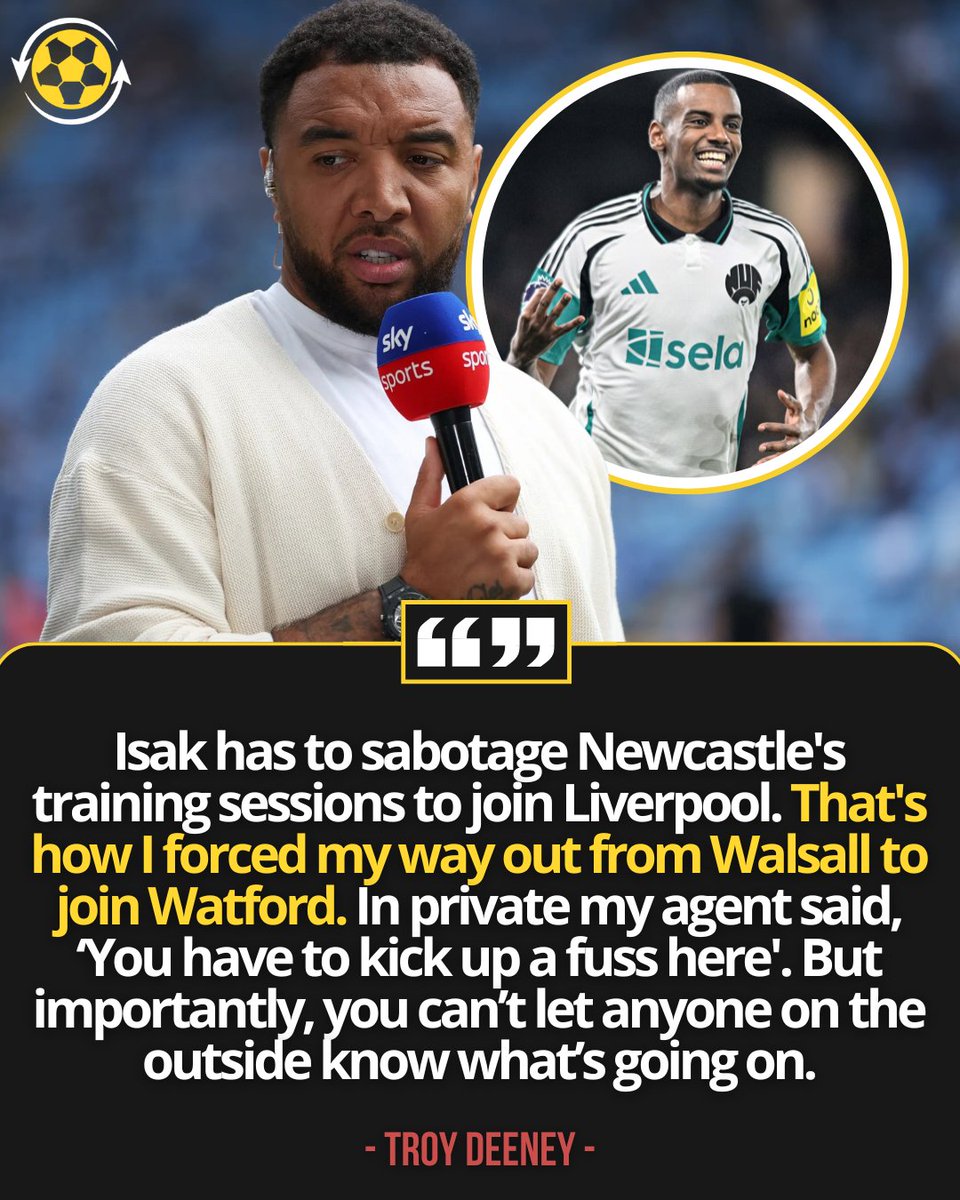 DeadlineDayLive's tweet photo. 🗣️ Troy Deeney: "Alexander Isak has to sabotage Newcastle's training sessions to join Liverpool." https://t.co/ylibOkLCrI