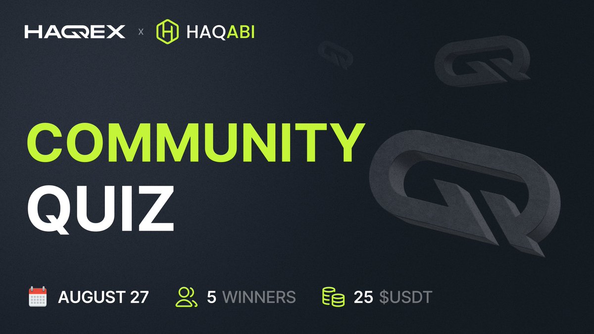 Join <a href="/HaqabiHQ/">Haqabi</a> &amp; <a href="/HaqqexHQ/">Haqqex</a> for a Discord Community Quiz 🚀

🗓 August 27 | 13:00 UTC

Every Wednesday, #Haqqex &amp; #Haqabi communities explore crypto &amp; technology in line with Islamic principles, participate in exciting contest and test their knowledge with a rewarding quiz⚡️

See