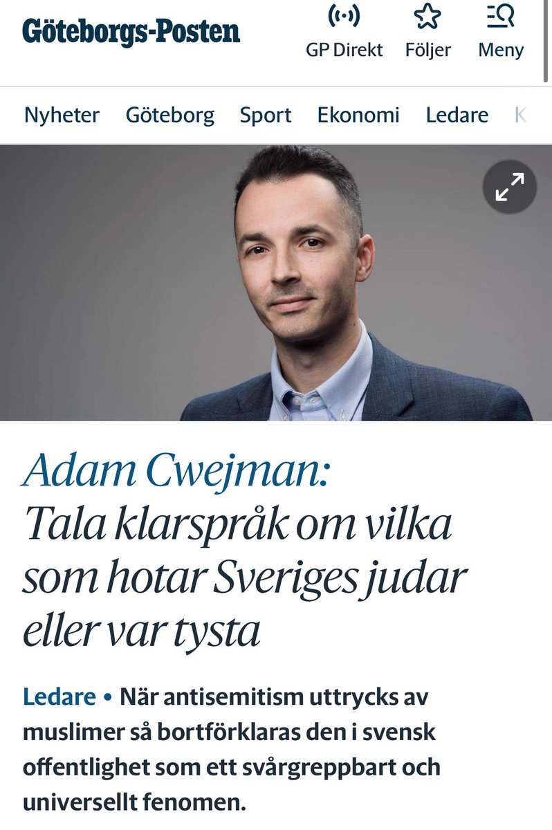 Roger Strandahl (@rogerstrandahl) on Twitter photo Säg som det är.
Av <a href="/adamcwejman/">Adam Cwejman</a>
”Redan 2005 visade en studie från Forum för levande historia att antisemitismen inom den svenska befolkningen var ovanlig. Omkring 5 procent av de tillfrågade hyste antisemitiska åsikter. Men i samma studie kunde man läsa att bland muslimer så Säg som det är.
Av <a href="/adamcwejman/">Adam Cwejman</a>
”Redan 2005 visade en studie från Forum för levande historia att antisemitismen inom den svenska befolkningen var ovanlig. Omkring 5 procent av de tillfrågade hyste antisemitiska åsikter. Men i samma studie kunde man läsa att bland muslimer så