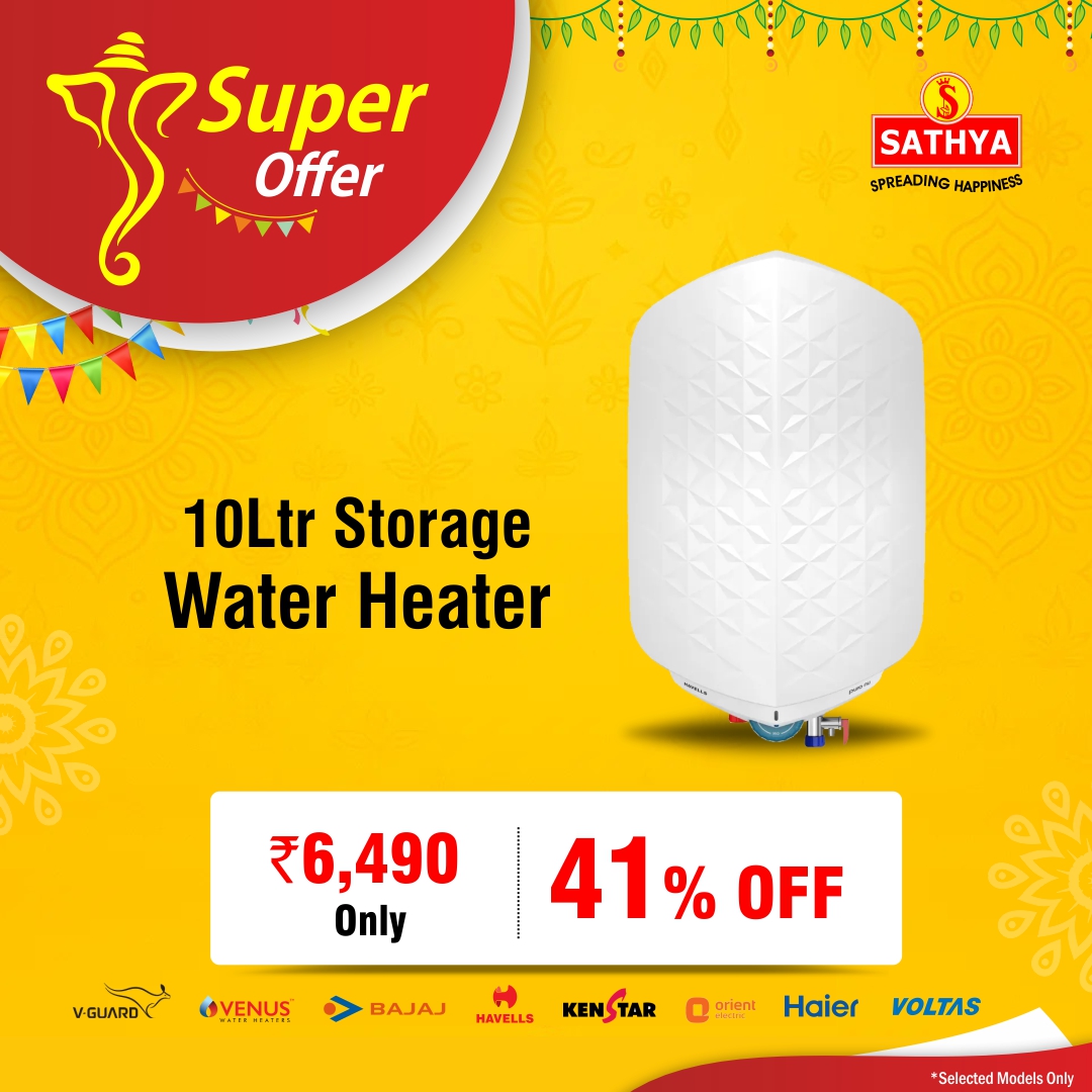 💧✨ Hot Deals for Vinayagar Chaturthi &amp; Onam!
 Water Heaters from ₹1,990 @ SATHYA 🎉
 📍 Tamil Nadu &amp; Kerala Only | 🛒 bit.ly/3GDSxl1
 #WaterHeaterOffer #HotSavings #FestiveDeals