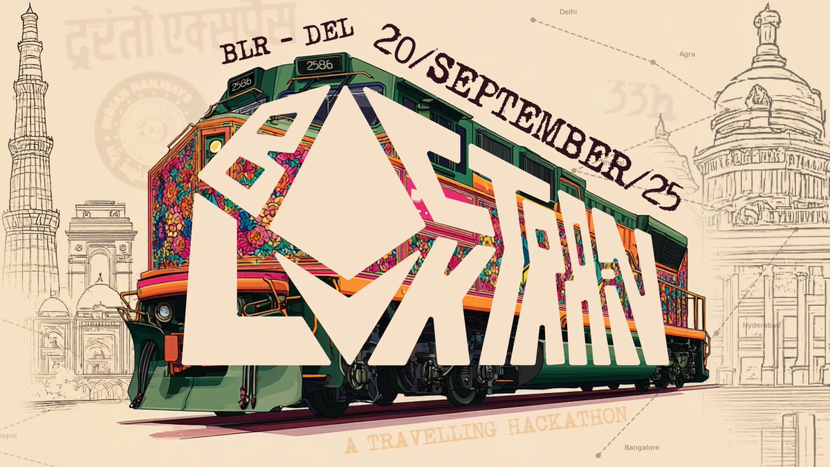 devfolio's tweet image. On September 20, we’re running Blocktrain → India&apos;s first hackathon on a moving train.

📍 Bangalore → New Delhi.
⏳ 36 hours. 
👥 Dozens of hackers. 
🚂 One unforgettable ride.